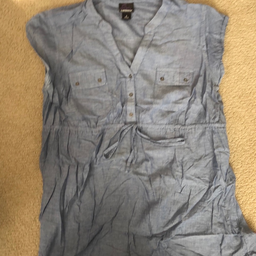 Blue Short Sleeve Maternity Shirt